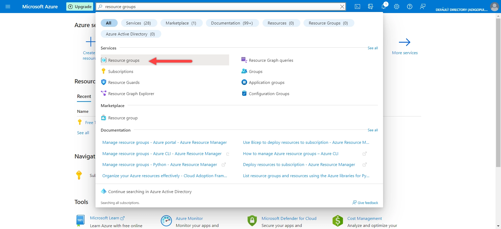 how to create resource group in azure