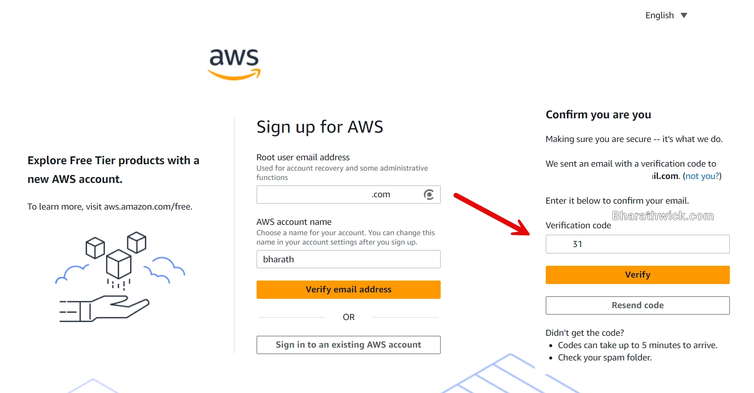 how to create aws free tier account