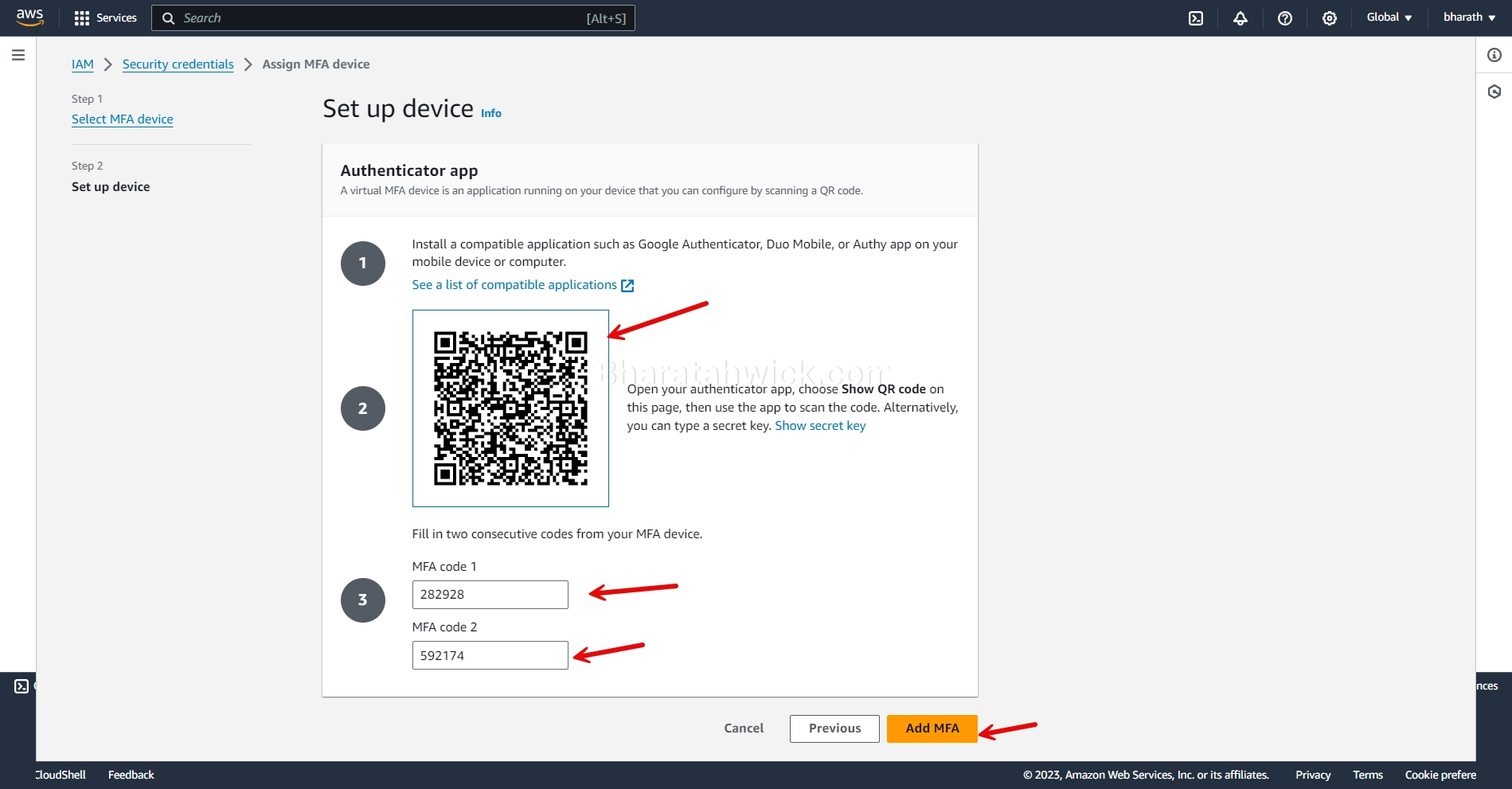how to set up multi factor authentication for aws
